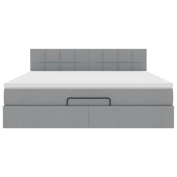 Ottoman-Bett mit Matratze Hellgrau 160x200 cm Stoff