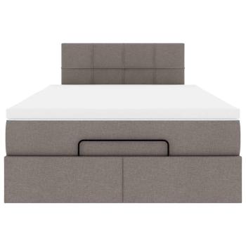 Ottoman-Bett mit Matratze Taupe 120x190 cm Stoff