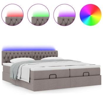 Ottoman-Bett mit Matratzen & LEDs Taupe 180x200 cm Stoff