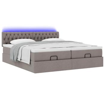 Ottoman-Bett mit Matratzen & LEDs Taupe 180x200 cm Stoff