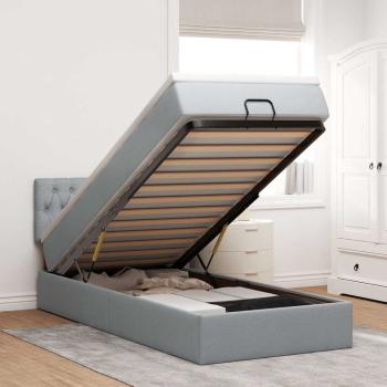 ARDEBO.de - Ottoman-Bett mit Matratze Hellgrau 80x200 cm Stoff