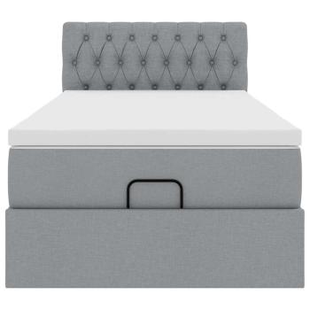 Ottoman-Bett mit Matratze Hellgrau 80x200 cm Stoff