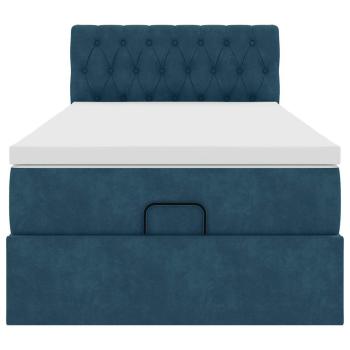 Ottomane Bett mit Matratze & LEDs Dunkelblau 80x200 cm Samt