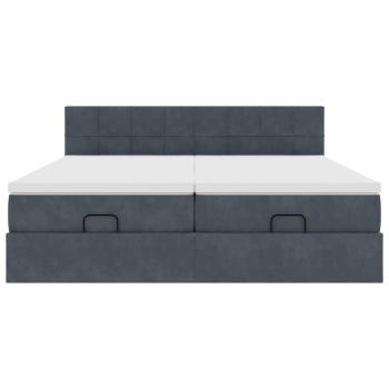 Ottoman-Bett mit Matratzen Dunkelgrau 200x200 cm Samt