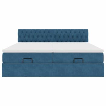 Ottoman-Bett mit Matratzen Dunkelblau 160x200 cm Samt