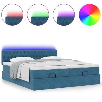 Ottoman-Bett mit Matratzen Dunkelblau 180x200 cm Samt