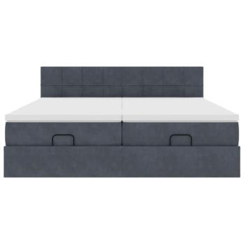 Ottoman-Bett mit Matratzen Dunkelgrau 180x200 cm Samt