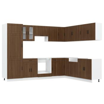 ARDEBO.de - 14tlg. Küchenschrank-Set Porto Braun Eichen-Optik Holzwerkstoff