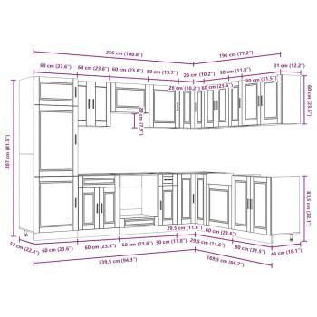 14tlg. Küchenschrank-Set Porto Braun Eichen-Optik Holzwerkstoff