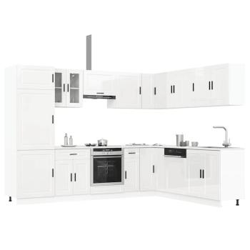ARDEBO.de - 14-tlg. Küchenschrank-Set Porto Hochglanz-Weiß Holzwerkstoff