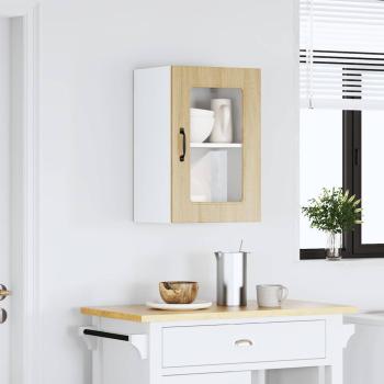 Küchen-Hängeschrank mit Glastür Sonoma-Eiche Holzwerkstoff