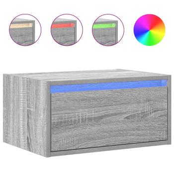 Wand-Nachttisch mit LED-Leuchten Grau Sonoma