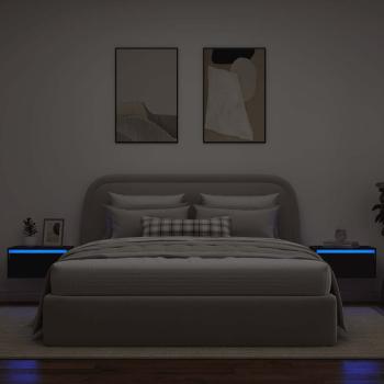 Wand-Nachttische mit LED-Leuchten 2 Stk. Schwarz Eichen-Optik