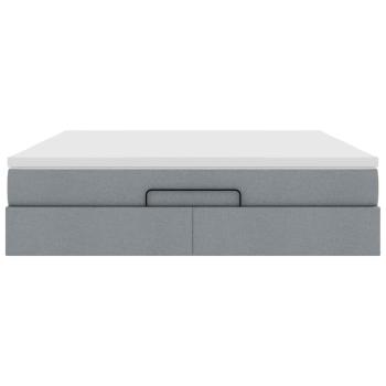 Ottoman-Bett mit Matratze Hellgrau 180x200 cm Stoff