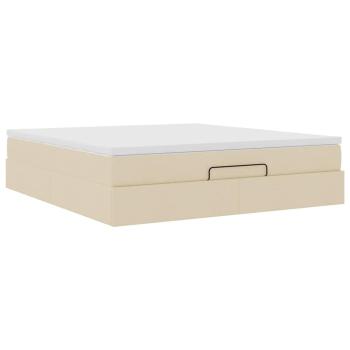 Ottoman-Bett mit Matratze Creme 160x200 cm Stoff