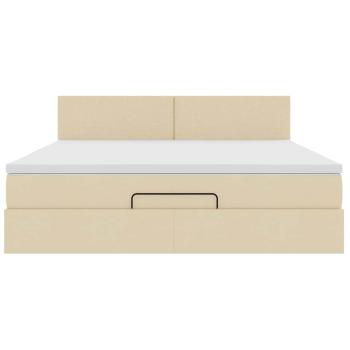 Ottoman-Bett mit Matratze Creme 160x200 cm Stoff