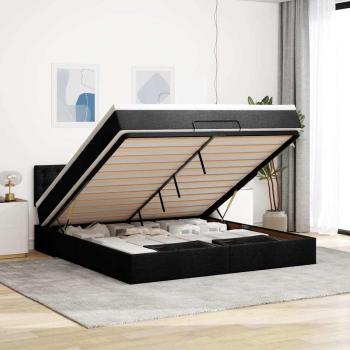 ARDEBO.de - Ottoman-Bett mit Matratze Schwarz 180x200 cm Stoff