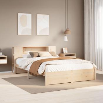 ARDEBO.de - Massivholzbett mit Regal ohne Matratze 150x200 cm Kiefernholz