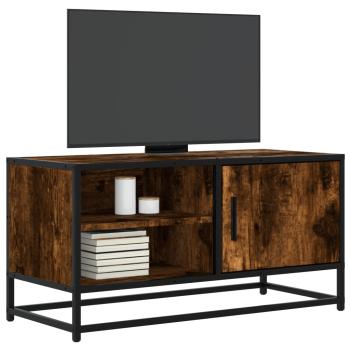ARDEBO.de - TV-Schrank Räuchereiche 80x34,5x40 cm Holzwerkstoff und Metall