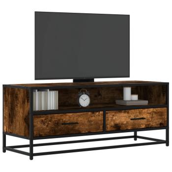 ARDEBO.de - TV-Schrank Räuchereiche 100x34,5x40 cm Holzwerkstoff und Metall