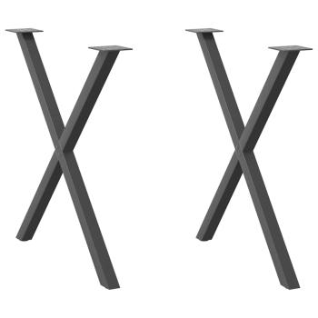 ARDEBO.de - Esstischbeine X-Form 2 Stk. Anthrazit 80x(72-73) cm Stahl