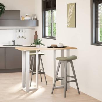 Bartischbeine T-Form 2 Stk. Weiß 50x35x(101-102) cm Stahl