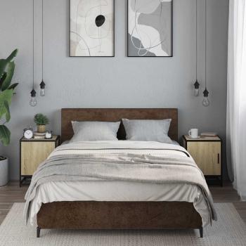 Nachttische 2 Stk. Sonoma-Eiche 40x31x50cm Holzwerkstoff Metall