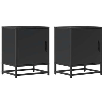Nachttische 2 Stk. Schwarz 40x31x50 cm Holzwerkstoff und Metall
