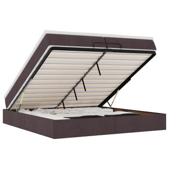 Ottoman-Bett mit Matratzen Dunkelbraun 200x200 cm Stoff