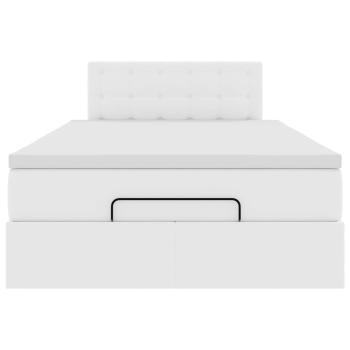 Ottoman-Bett mit Matratze Reinweiß 120x200 cm Kunstleder
