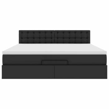 Ottoman-Bett mit Matratze Schwarz 160x200 cm Kunstleder