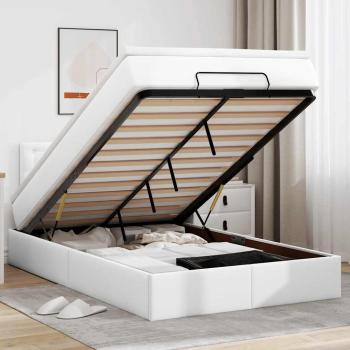 ARDEBO.de - Ottoman-Bett mit Matratze Reinweiß 120x190 cm Kunstleder