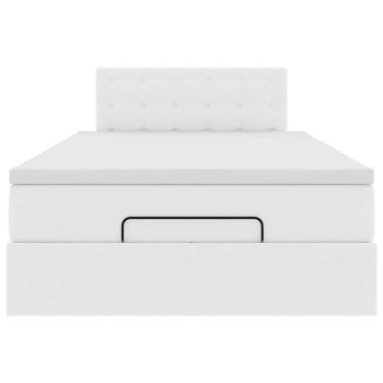 Ottoman-Bett mit Matratze Reinweiß 120x190 cm Kunstleder