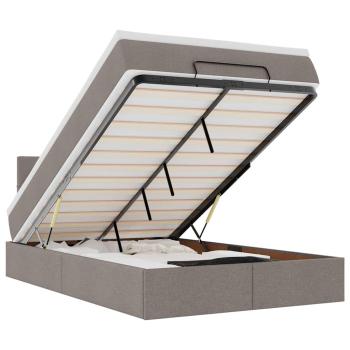 Ottoman-Bett mit Matratze Taupe 120x200 cm Stoff