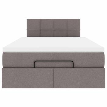 Ottoman-Bett mit Matratze Taupe 120x200 cm Stoff