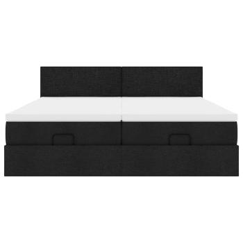 Ottoman-Bett mit Matratzen Schwarz 200x200 cm Stoff