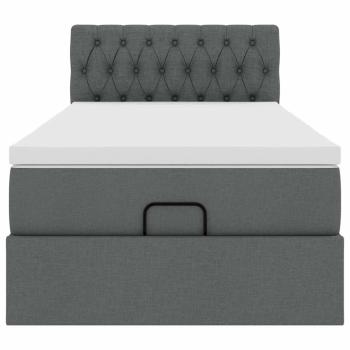 Ottoman-Bett mit Matratze Dunkelgrau 100x200 cm Stoff