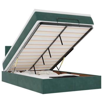 Ottoman-Bett mit Matratze Dunkelgrün 120x190 cm Samt