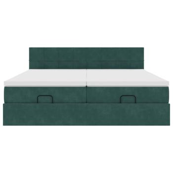 Ottoman-Bett mit Matratzen Dunkelgrün 160x200 cm Samt