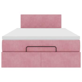 Ottoman-Bett mit Matratze Rosa 120x190 cm Samt