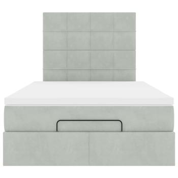 Ottoman-Bett mit Matratzen Hellgrau 120x200 cm Samt