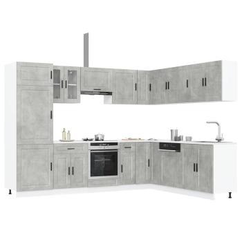 ARDEBO.de - 14-tlg. Küchenschrank-Set Porto Betongrau Holzwerkstoff