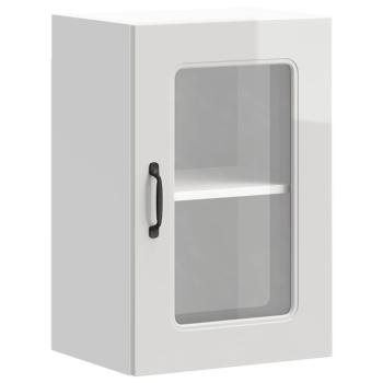 Küchen-Hängeschrank mit Glastür Hochglanz-Weiß Holzwerkstoff