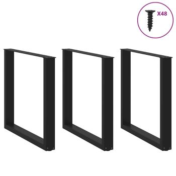 Couchtischbeine U-Form 3 Stk. Schwarz 90x(72-73) cm Stahl