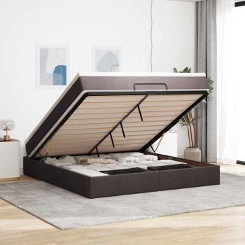 ARDEBO.de - Ottoman-Bett mit Matratze Dunkelbraun 160x200 cm Stoff
