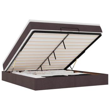 Ottoman-Bett mit Matratze Dunkelbraun 160x200 cm Stoff