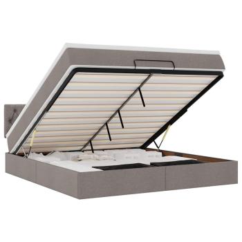 Ottoman-Bett mit Matratze Taupe 160x200 cm Stoff