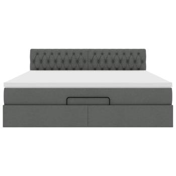 Ottoman-Bett mit Matratze Dunkelgrau 180x200 cm Stoff