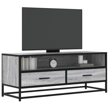 ARDEBO.de - TV-Schrank Grau Sonoma 100x34,5x40 cm Holzwerkstoff und Metall