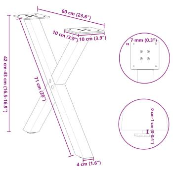 Couchtischbeine X-Form 2 Stk. Anthrazit 60x(42-43) cm Stahl